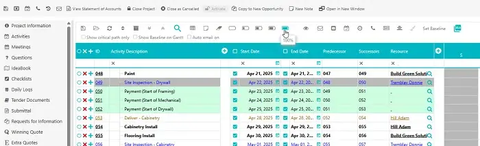 construction work scheduling tool